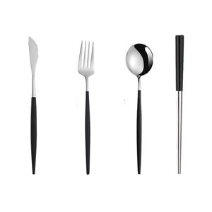 Cubiertos de acero inoxidable con acabado Chapado en Color plateado para el hogar, boda, fiesta, uso de mesa, mango de diseñador, Juego de 4 - Product Image 1