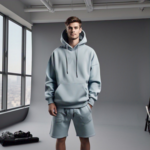 Vêtements de sport Running Hoodie Shorts Set Men Jogging Fitness Wear Hooded Shorts Two Piece - Product Image 2