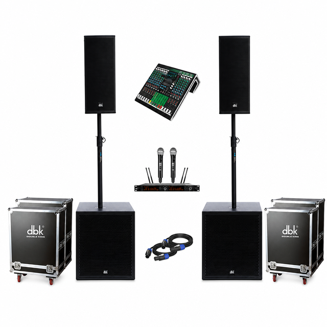 600W Powered Column Speaker with 18 Inch Active Subwoofer Portable PA System Line Array Audio Set for DJ Party Church Events
