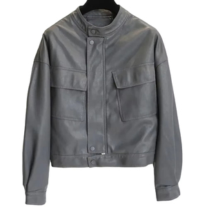 2025 nouveau printemps automne femmes Vintage Punk fermeture éclair vêtements d'extérieur ample court toile manteau coton respirant Pu cuir moto - Product Image 1