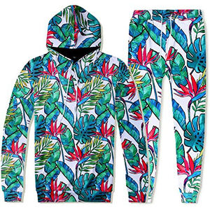 เสื้อสวมหัวผ้าฝ้าย100% พิมพ์ลายต้นมะพร้าวฮาวายกางเกงวิ่งออกกำลังกายเสื้อสเวตเตอร์มีกระเป๋าเชือกรูดพิมพ์ซับลิเมตระบายอากาศได้ - Product Image 1