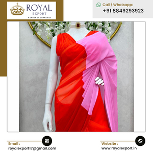 Grossiste indien de Sari imprimé numérique en fausse georgette de créateur de mode au design unique à vendre - Product Image 5