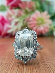 Harnidh เพชรพลอยคลาสสิกและเป็นที่นิยมสไตล์มรกตสดใสตัด9x7มม. VVS Moissanite เพชรตกแต่งด้วยเพชรแหวนหมั้น - Product Image 2