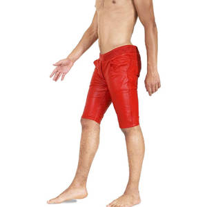 Pantalones cortos de cuero personalizados para hombres Nueva tarifa en línea Artículo más vendido Logo Impreso Color sólido Pantalones cortos de cuero para hombres - Product Image 4