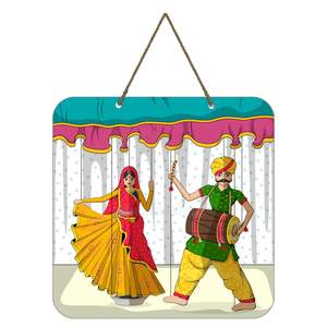 Rajasthani Dance Welcome Tenture murale en bois Art Décoration Article pour le salon | Tenture murale Rajasthani | Art mural pour Hall - Product Image 1