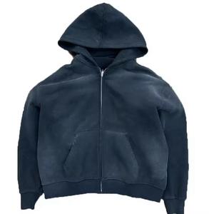 Unisex Heavy French Terry Hoddies Custom Dtg All Print Zipper Acid Wash Cropped Sweatshirts Mens - Product Image 2