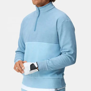 OEM Men's Quarter <b>Zip</b> Pullover Sweatshirt New Arrival 1/4 <b>Zip</b> Fleece Hoodie Mock-Neck Customizable Logo Plain Dyed for Autumn - Product Image 2