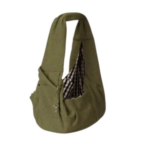 Sac de transport souple vert olive pour animaux de compagnie avec doublure à carreaux et fermeture éclair, pour chats et chiens jusqu'à 10 kg - Product Image 1