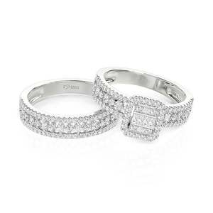 Ensemble de bijoux de mariée Jeulia plaqué or, multi-pierres, halo ajouré, 2 pièces - Product Image 2
