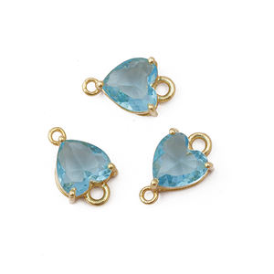 Pour suisse bleu topaze connecteur broche réglage Double caution trouver des composants en laiton plaqué or approvisionnement en gros bijoux pierres précieuses - Product Image 1