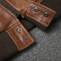 Veste de vol A2 vintage en détresse pour hommes en cuir de vachette véritable ciré-vêtement d'extérieur à revers jaune grain avec tissu en toile