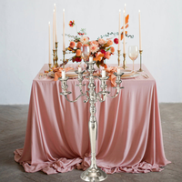 En gros, Candelabre à 5 bras en aluminium finition argentée, Centre de table pour décorations de Noël et d'anniversaire, Écologique
