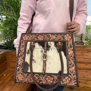 กระเป๋าหิ้วหนังวัวแท้สำหรับผู้หญิงกระเป๋าถือแฟชั่นหนังวัวแท้ - Product Image 4