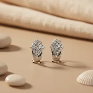 Boucles d'oreilles délicates en argent 925 avec zircone cubique pour femmes, bijoux élégants en cristal - Product Image 1