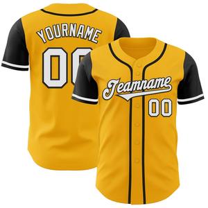 Meilleures ventes Vêtements d'équipe personnalisés Maillot de baseball bicolore authentique blanc-noir doré - Product Image 1