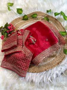 Nouvelle élégance habillage tendance tenue pur doux Zimmy Choo soie Saree Blouse avec 3 mm séquence broderie travail indien exportateur - Product Image 2