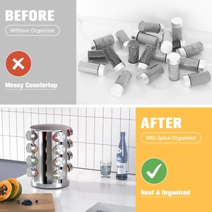 คลาสสิกชั้นเดียวสีดำสแตนเลสที่จัดเก็บเครื่องเทศแบบหมุนได้ทนทานในครัวชั้นเก็บเครื่องเทศ - Product Image 4