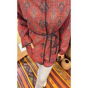 Vintage Bohemian <b>Quilted</b> Leather <b>Jacket</b> Reversible Floral Animal <b>Patterns</b> Stripe Decoration Short Coat for Winter Spring Autumn - Product Image 5