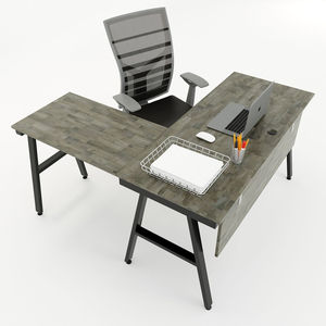 SFAC003 - Style contemporain, coin en forme de L en bois et en bois de caoutchouc avec pieds en fer en forme de A - Product Image 2