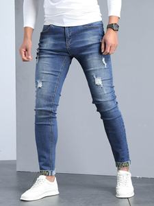 Nouvelle mode 2020 Slim Fit Design solide maigre déchiré Denim jean hommes jean tenue décontracté meilleure qualité jean pantalon pour hommes - Product Image 4