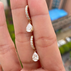 1.80CTW Poire Cut Moissanite Clip Boucles D'oreilles VVS Moissanite Clip Boucles D'oreilles 14k Or Cerceaux Dangle Boucle D'oreille À La Main Diamant Grossiste - Product Image 2