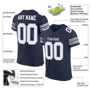 Maillot de football personnalisé – Qualité supérieure – Uniforme de football – Fabricant OEM & ODM – Maillot de football authentique en maille bleu marine, blanc et gris clair - Product Image 2