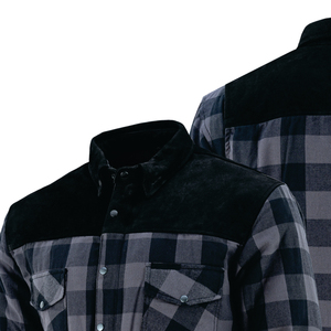 Chemise en flanelle personnalisée pour moto et course automobile avec fermeture éclair sur le devant et bouton col montant équipement de motard de sécurité pour moto - Product Image 3