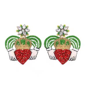 Bohemian Multi Color Seed Bead <b>Crochet</b> Earrings Handmade Statement Drop Dangle Jewelry Women Fashion Hoop <b>Set</b> Festival Accessory - Product Image 4