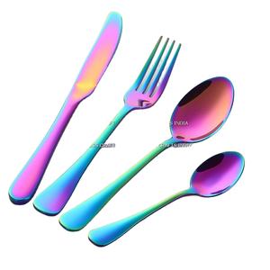 Ensemble de couverts arc-en-ciel ensemble de vaisselle en acier inoxydable coloré ensemble de vaisselle de couleur pour 4 pour la fête - Product Image 1