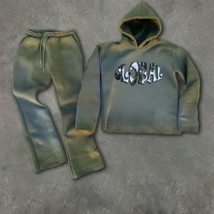 ชุดวอร์มแฟชั่นสำหรับผู้ชายชุดวอร์มล้างกรดกางเกงมีฮู้ดพิมพ์ลายสกรีน2025 - Product Image 2