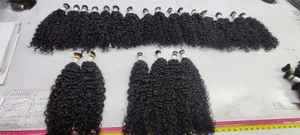 Haute qualité 100% naturel vierge lisse soyeux longue durée indien bouclés en vrac Extensions de cheveux péruviens Type de cheveux alignés cuticules - Product Image 2