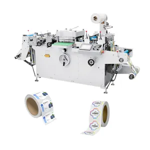 Adhesive Label Paper Roll To Roll Flexo Printing Machine With Letterpress Plate Type Label Flat Die Cutting Machine