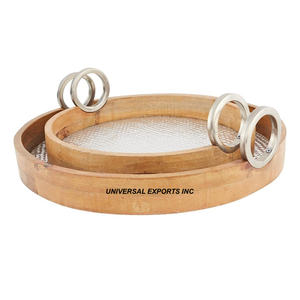 Customized Elegant and Decorative Handmade Wooden Round Serving Tray Classic Stylish New <b>Chocolate</b> Platter - Product Image 4