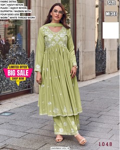 Excellente Qualité Style Moderne Haute sur Demande Dernière Collection Rayonne Avec Fil Blanc Broderie Kurti Dupatta Femme Fashio - Product Image 6