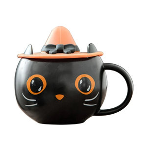 Tazza da Caffè in Ceramica Nera a Forma di Gatto, Capacità 360ml, Dipinta a Mano, Design Cartoonesco Sublimato per Regali Promozionali - Product Image 5