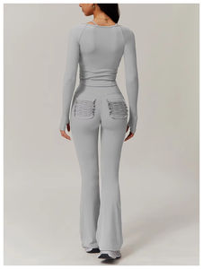 Ensemble de costume de yoga à manches courtes sans couture pour femmes motif solide Fitness équipement de sport livraison directe bienvenue - Product Image 5