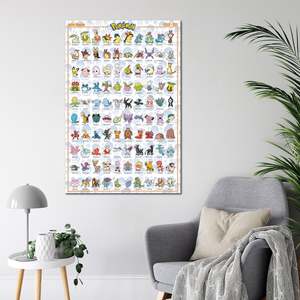 Modern Style Pokmon Leader Region <b>Poster</b> (#152-251) Black <b>Frame</b> Paper Wall Decor - Product Image 2