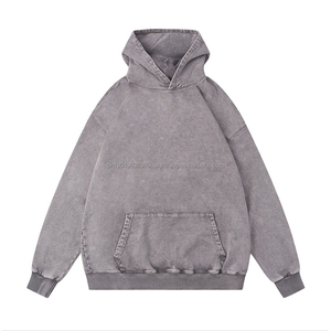 Sweat-shirts sans cordon brodés sur mesure, délavés au soleil, 400 g/m², lourds, surdimensionnés, streetwear unisexe en coton pour hommes, sweat-shirt délavé à l'acide - Product Image 4