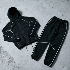 Survêtement en nylon léger patchwork personnalisé veste à rayures réfléchissantes et fermeture éclair Survêtement homme coupe-vent au design tendance - Product Image 5