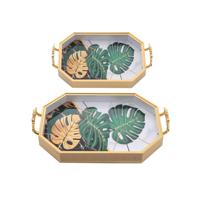 Vaisselle Alimentaire Dessert Plats Designer Plateau De Service Vaisselle Alimentaire Plats De Service Ensemble De Deux Autocollant Imprimé Plateau En Bois - Product Image 1