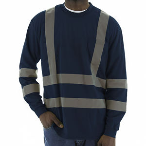 T-shirt de travail de sécurité réfléchissant haute visibilité personnalisé en gros, classe 1 ANSI, polyester, imperméable, poche LED clignotante pour hommes - Product Image 4