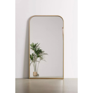 Espejo de pared decorativo de lujo moderno para el hogar, longitud de cuerpo completo con marco de Metal, bordes arqueados lisos, espejos endurecidos de varios tamaños - Product Image 1