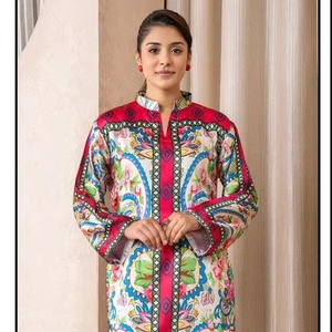 Tela importada Shalwar Kameez de algodón estampado ligero, aspecto vibrante, diseño de tendencia en XL y XXL - Product Image 1