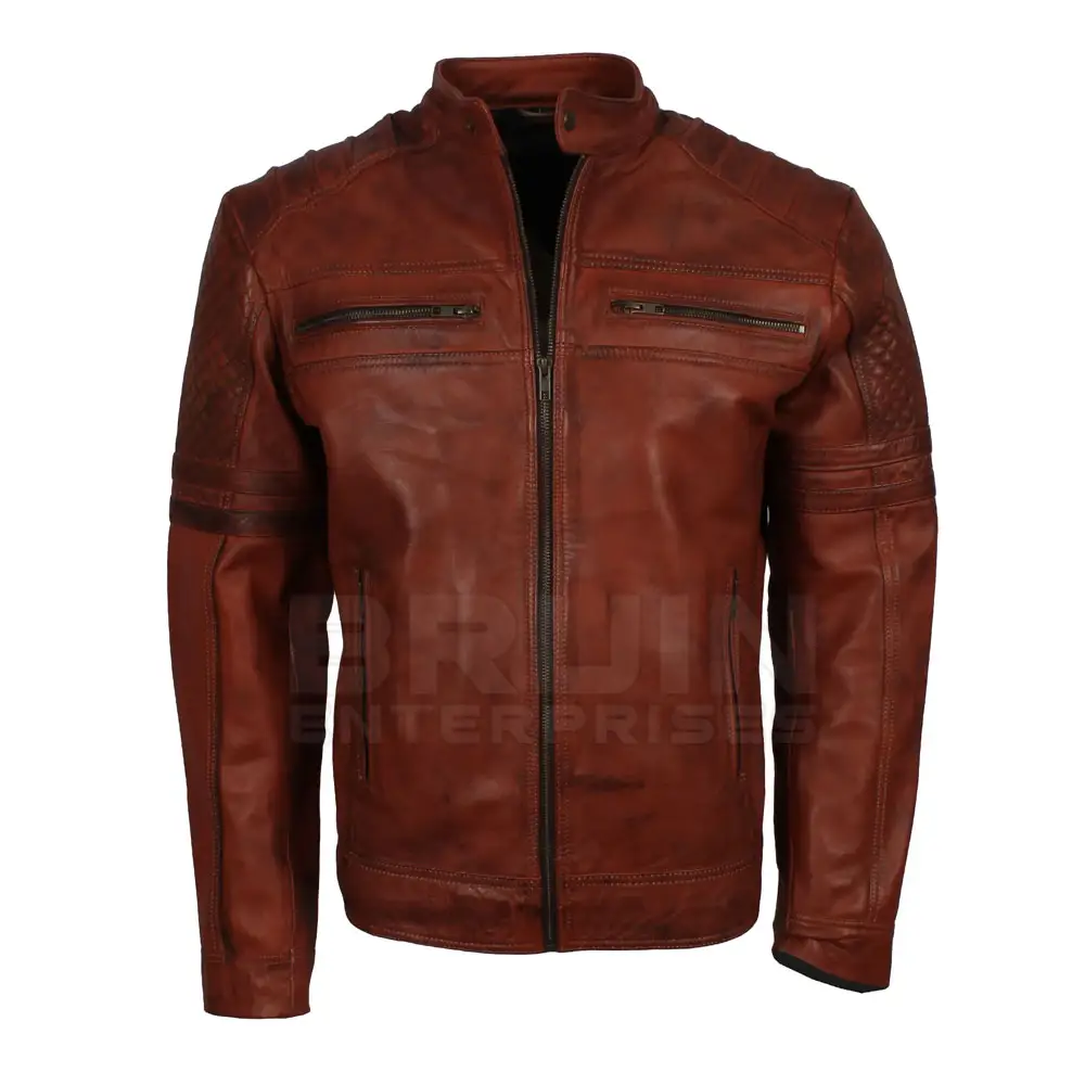 Party Wear Premium Qualität Kuhhaut Leder Motorrad Custom Herren Lederjacke Pakistan Made Lederjacken