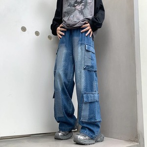 Vintage Side Striped Straight Jean High Street Wash Blue Baggy Denim Pantalones Hip Hop Moda Jeans Hombre - Product Image 2