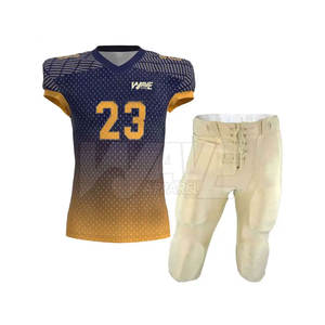 ชุดยูนิฟอร์มอเมริกันฟุตบอลคุณภาพดีที่สุด แบบสั่งทำพิเศษ ระบายอากาศได้ดี ผลิตจากโพลีเอสเตอร์ 100% ขายดีออนไลน์ เสื้อแขนสั้น - Product Image 1