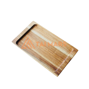 Plateau de service rectangulaire Taimars Plateau de cuisine en bois d'acacia écologique pour desserts, collations, plats et assiettes Matériau en bambou massif - Product Image 3