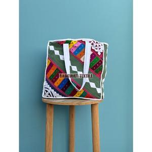 Sac fourre-tout matelassé en coton imprimé multicolore pour femmes pour l'été Usage quotidien Shopping Épicerie Plage Voyage-Vente en gros Cadeau parfait - Product Image 2
