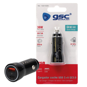 Caricabatterie da Auto USB A+C 5V/3A Rapido (GSC 105515009) (Confezione Blister) - Product Image 2