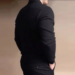 Camiseta Polo para Hombre, de Lujo, Estilo Ejecutivo, Ajustada, de Color Sólido, Informal, con Solapa, Manga Larga - Product Image 6